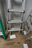 portable folding aluminum ladder with wide base