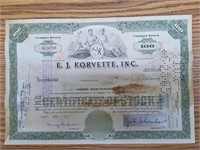 Ej korvette stock certificate