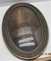 WW1 -14" X 22-1/2" OVAL CURVED GLASS SOLDIER PIC