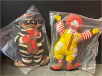 1987 Ronald & Hamburgler Pillows in bag 12”