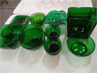 Group of misc. green glass