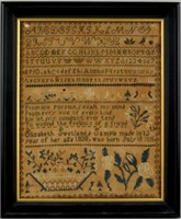 Framed Needlework Sampler, Elizabeth Swetland