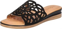 New Bella Vita Women Oaklynn Wedge Sandal Blk Lea