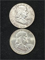 Silver 1958, 1958-D Franklin Half Dollars