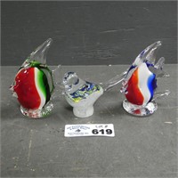 (3) Art Glass Paperweights