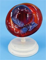Fenton Ruby HP Hat and Stand UV REACTIVE