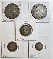 5 Pcs Replica Vintage Greek Coins
