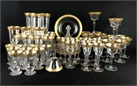 Gold Rimmed Glassware and Bell