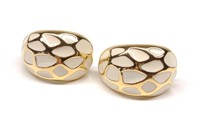 14K Gold & White Enamel Leopard Post Earrings