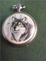 Al Cagney silver tone Hunter case with wolf on