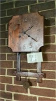 Old wooden clock , 23 inches tall, 13 inches wide