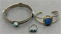 (E) Antique Silver Ring and Bracelet with