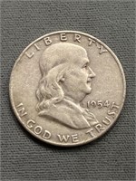 1954 D Franklin Silver Half Dollar