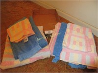 Box lot-royal blue and pastel stripe towels,