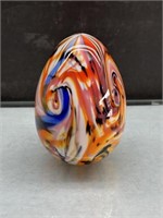 Fenton Multi Colored Swirled Glass Egg Paperweight