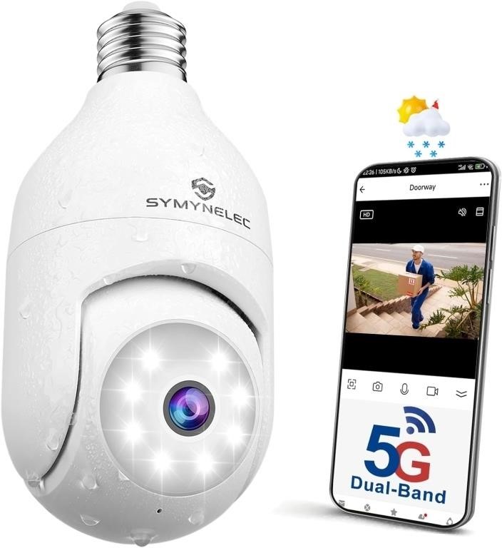 SYMYNELEC 5GHz/2.4GHz Light Bulb Security Camera