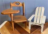 Doll Sized Wooden Desk Chair & Adk Chair