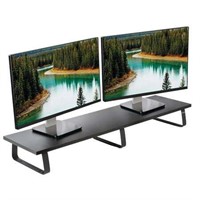 VIVO Black Wood 39 Wide Desktop Stand Ergonomic TV