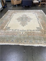 Hand Knotted Cream 12'1" x 10'1" Rug