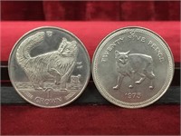 1991 Crown & 1975 25 Pence Isle of Man Coins