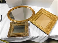 2 Gold Frames and Gold Mirror