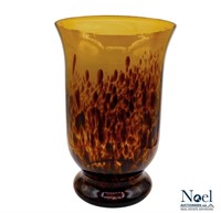 Lg. Hand Blown Tortoise Shell Footed Vase