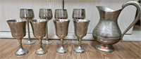 "World Gift ZY India " etched set of 8 stemmed