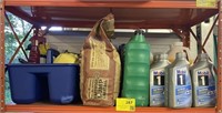 Shelf Contents: Engine Oil, Assorted Cleaning