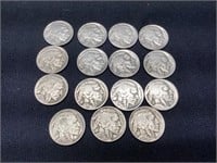 15 Buffalo Nickels - Most with readable dates