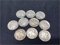 10 Buffalo Nickels w/Sharp Full Dates