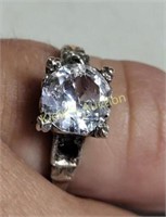 antique 14K white gold & sapphire ring sz 7 1/2