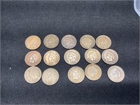 15 Indian Head Pennies 1880-1908