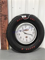 Harley-Davidson battery clock w/ tire frame