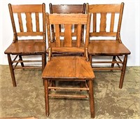 Old Oak Dining Chairs - Set of 4