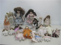 Assorted Porcelain Dolls Tallest 19"