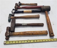 Ball peen hammers and 2 rubber hammers