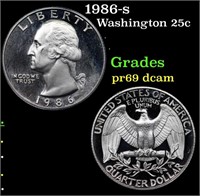 Proof 1986-s Washington Quarter 25c Grades GEM++ P