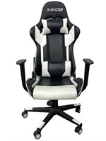 White and Black Faux Leather S-Racer Gaming Chair