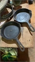 Two cast-iron Griswold frying pan skillets, both