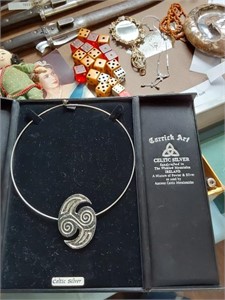 Carrick Art Celtic Silver Necklace & Pendant w/Box