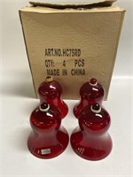 Four (4) Ruby Red Candle Holder Globes