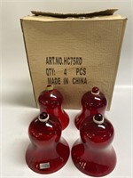 Four (4) Ruby Red Candle Holder Globes