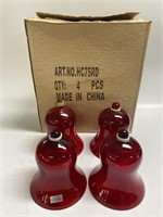 Four (4) Ruby Red Candle Holder Globes