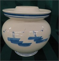 ASIAN MOTIF STONEWARE CUSPIDOR