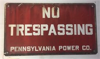 "Pennsylvania Power Co. No Tresspassing" Sign