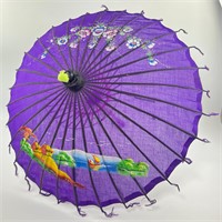 Vintage Fabric Umbrella - Hand Painted