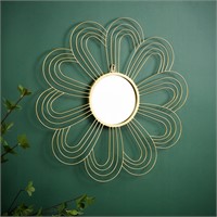 Gold Flower Mirrors  Metal Circle  Boho Wall Art