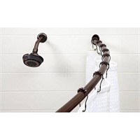 W8425  Bath Bliss Curved Shower Rod, Brown.