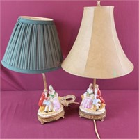 Pair of Vintage Porcelain Lamps (mismatched