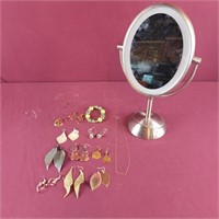 Make Up Mirror and Earrings